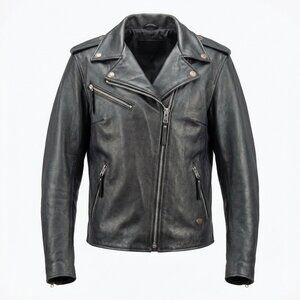 Harley-Davidson Unisex Genuine Leather Black Jacket Made In USA Full Zip Closure